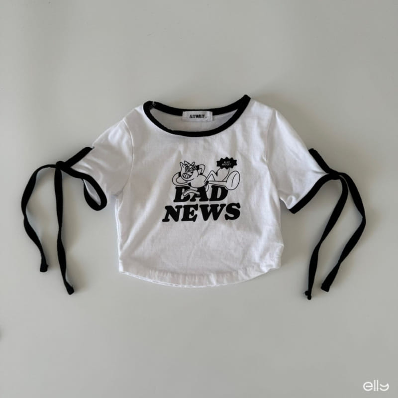 Ellymolly - Korean Children Fashion - #toddlerclothing - Sleeve Ribbon Crop Tee - 5