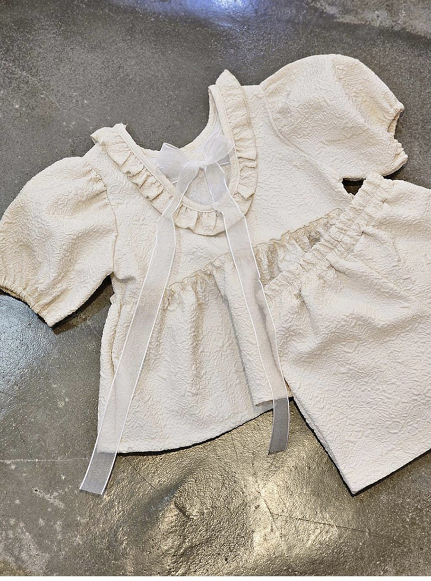 Flower J - Korean Children Fashion - #kidsstore - Jacquard Top Bottom Set