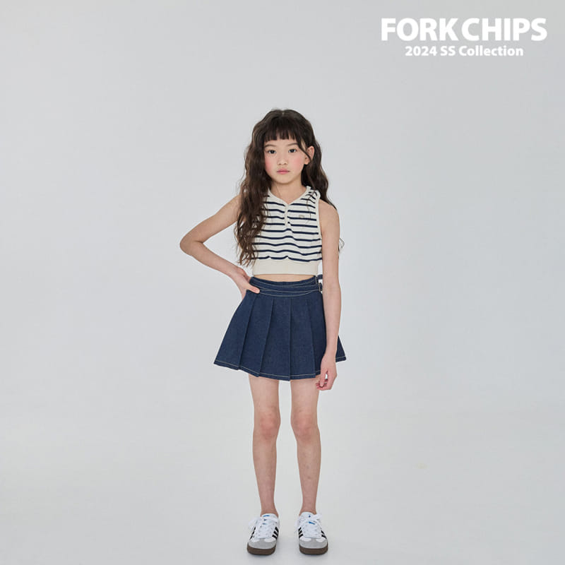 Fork Chips - Korean Children Fashion - #Kfashion4kids - Marine Crop Sleeveles Tee - 5