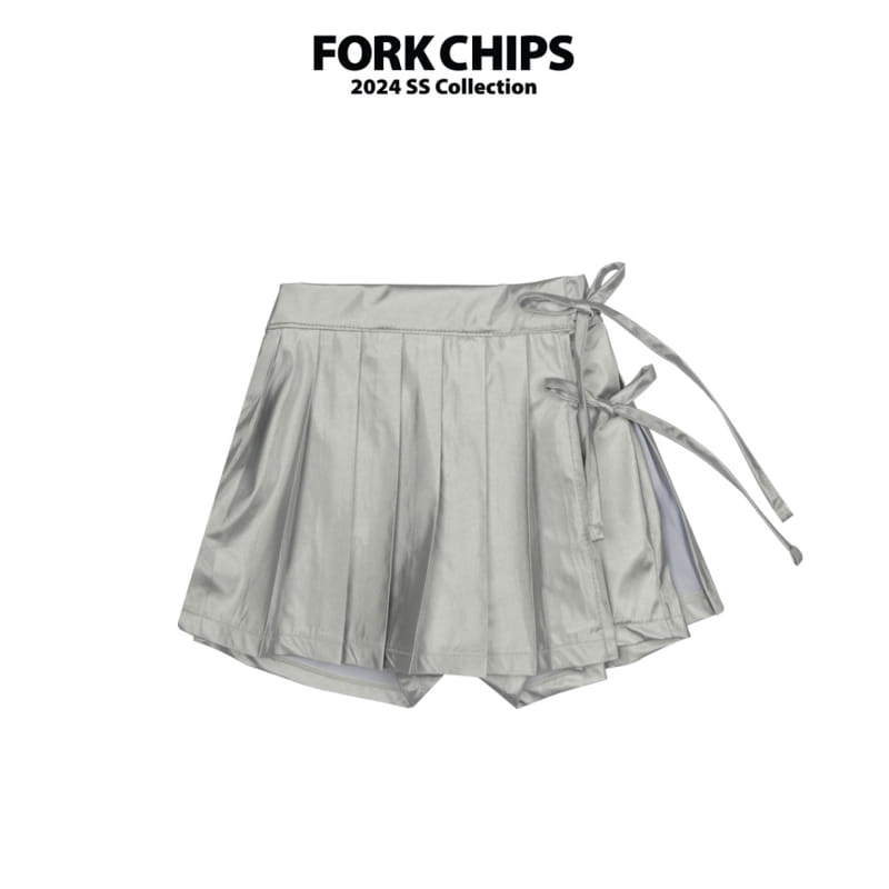 Fork Chips - Korean Children Fashion - #Kfashion4kids - Shiny Pleats Skirt - 2
