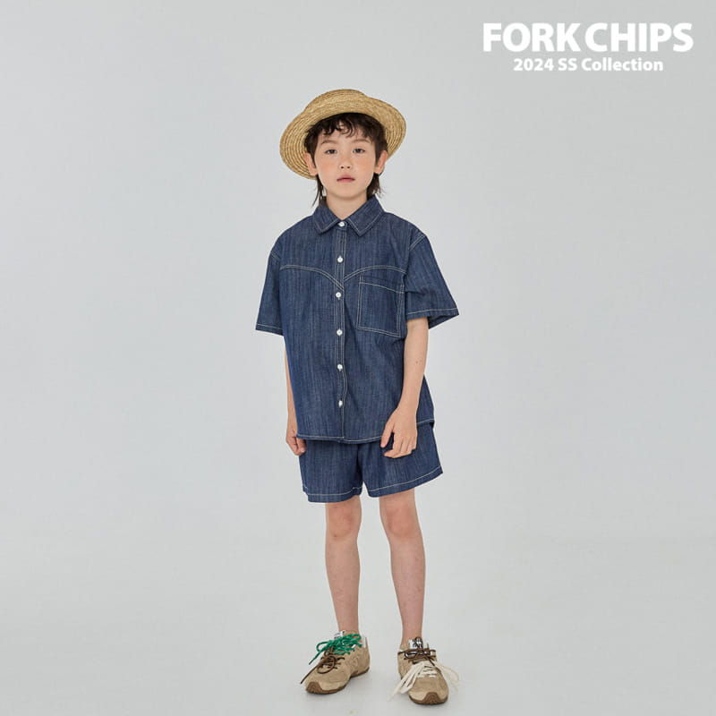 Fork Chips - Korean Children Fashion - #childofig - Span Denim Shirt - 6
