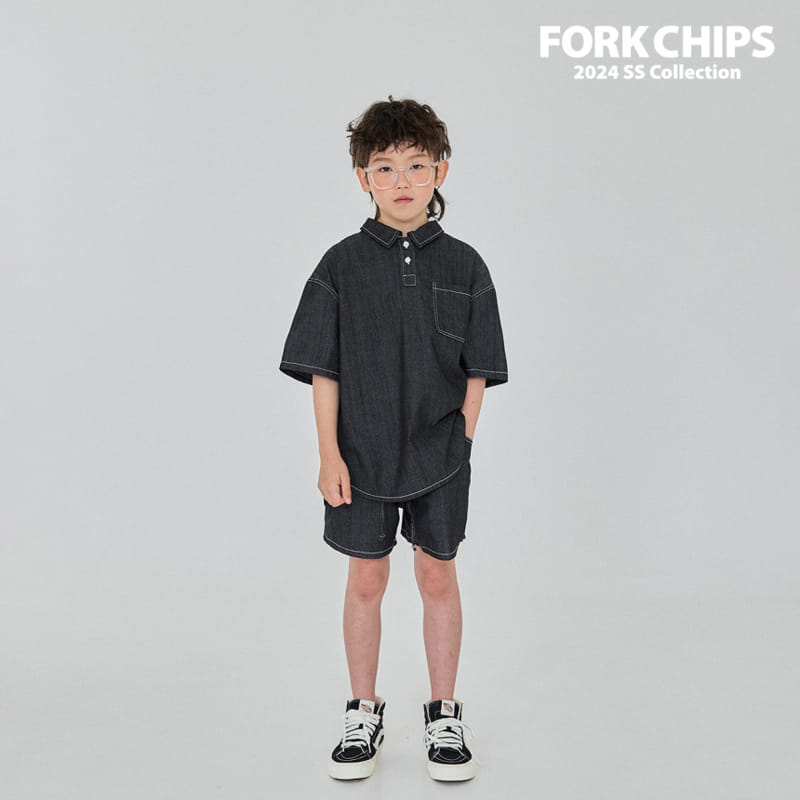 Fork Chips - Korean Children Fashion - #stylishchildhood - Hiro Slit Shirt - 4