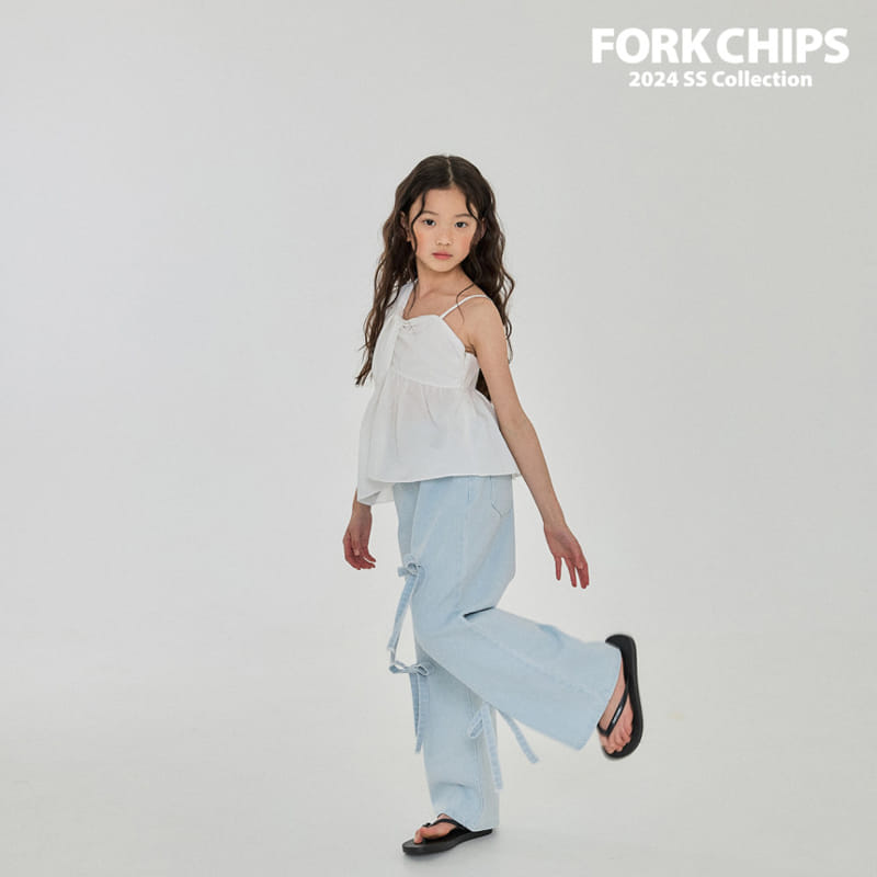 Fork Chips - Korean Children Fashion - #childofig - Barbi Ribbon Denim Pants - 5