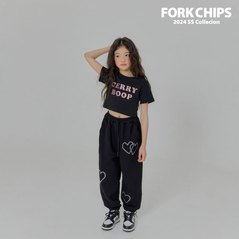 Fork Chips - Korean Children Fashion - #childofig - Glitter Crop Tee - 7