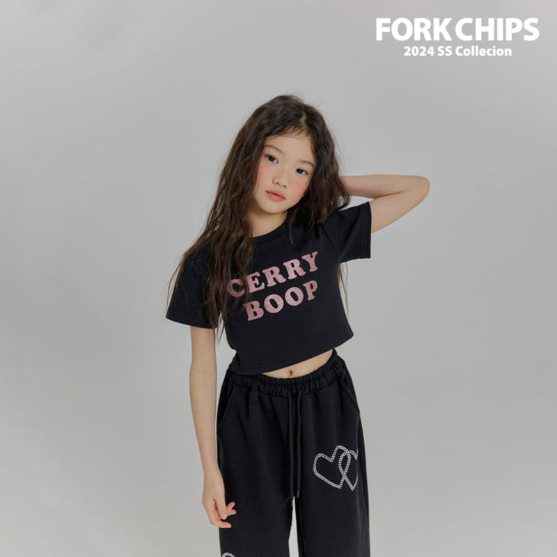 Fork Chips - Korean Children Fashion - #childofig - Glitter Crop Tee - 8