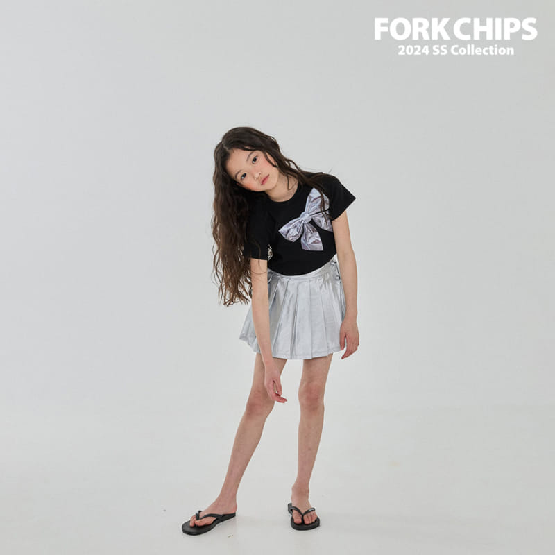 Fork Chips - Korean Children Fashion - #childrensboutique - Silver Ribbon Tee - 7