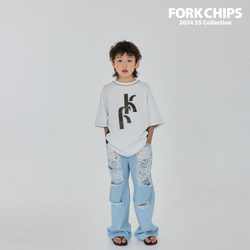 Fork Chips - Korean Children Fashion - #childrensboutique - Crunch Vintage Denim Pants - 9