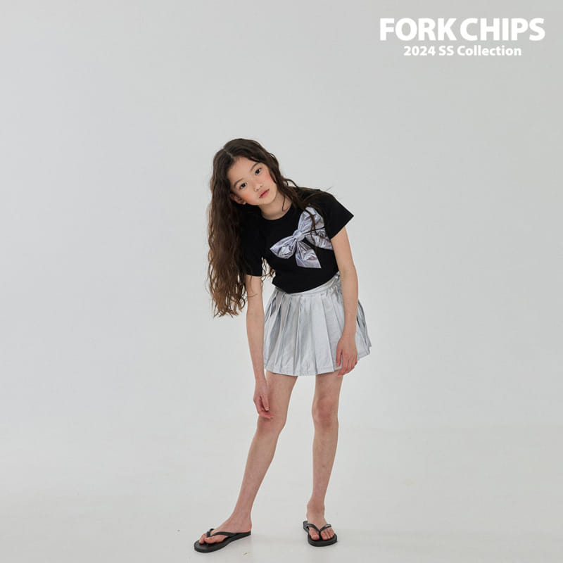 Fork Chips - Korean Children Fashion - #designkidswear - Silver Ribbon Tee - 8