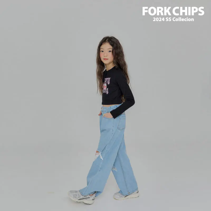 Fork Chips - Korean Children Fashion - #designkidswear - Cherry Bank Crop Tee - 8