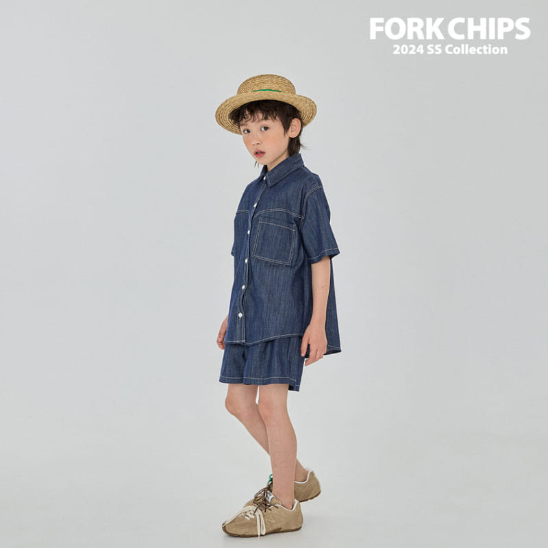Fork Chips - Korean Children Fashion - #discoveringself - Span Denim Shirt - 9