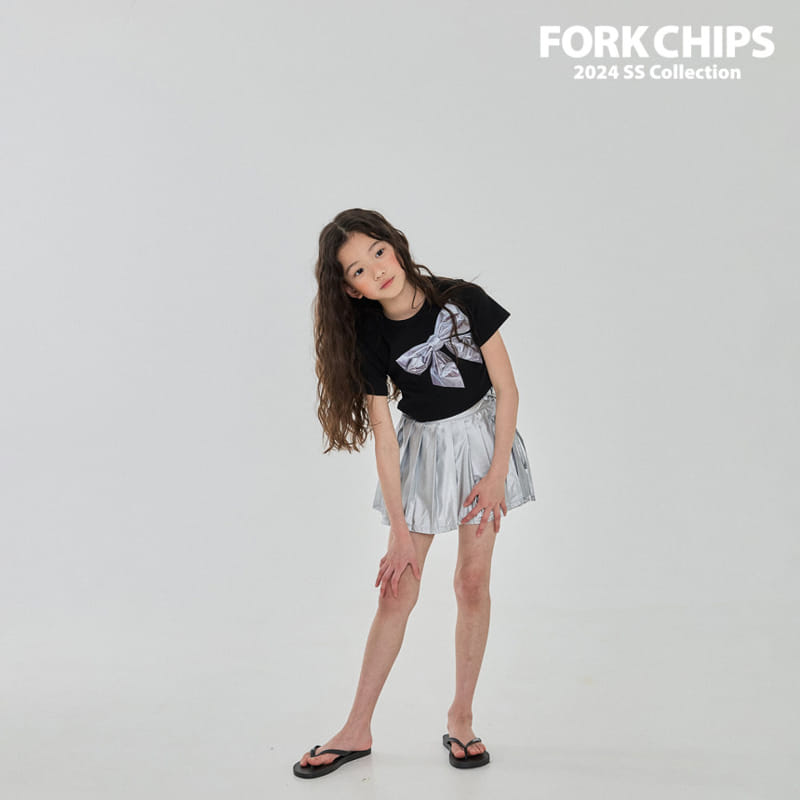Fork Chips - Korean Children Fashion - #discoveringself - Silver Ribbon Tee - 9