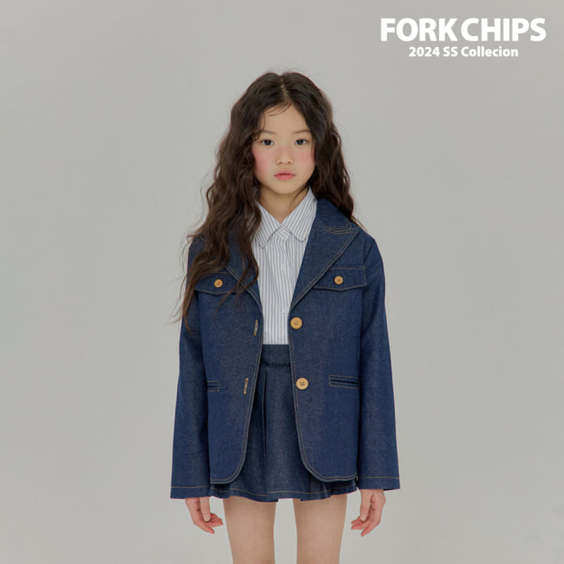 Fork Chips - Korean Children Fashion - #designkidswear - Sander Denim Jacket - 4