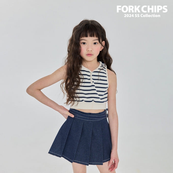 Fork Chips - Korean Children Fashion - #fashionkids - Marine Crop Sleeveles Tee