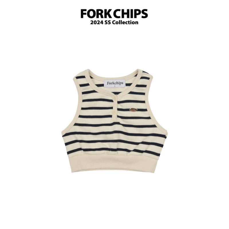 Fork Chips - Korean Children Fashion - #kidsshorts - Marine Crop Sleeveles Tee - 2