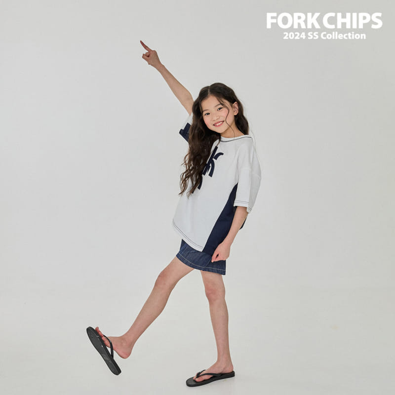 Fork Chips - Korean Children Fashion - #kidsshorts - Embo Mesh Tee - 5
