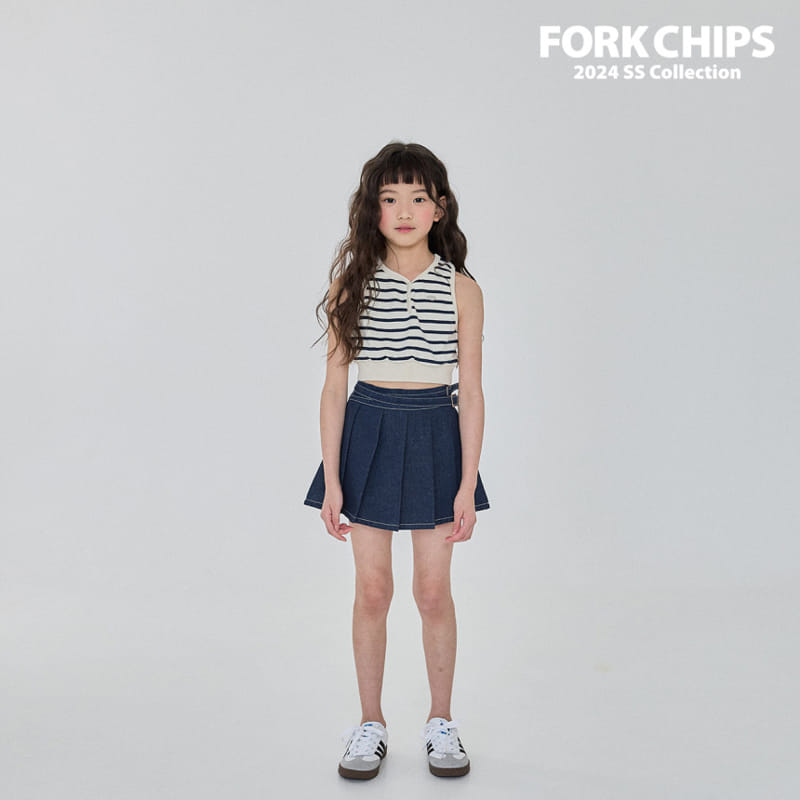 Fork Chips - Korean Children Fashion - #kidsstore - Marine Crop Sleeveles Tee - 4