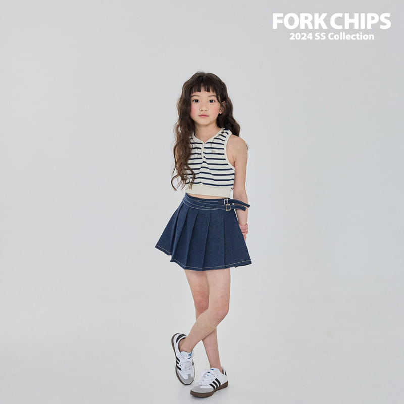 Fork Chips - Korean Children Fashion - #littlefashionista - Marine Crop Sleeveles Tee - 6