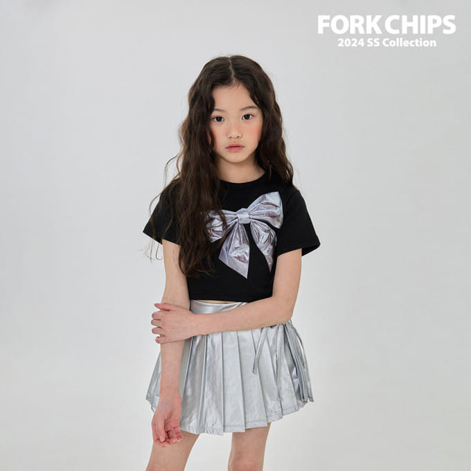 Fork Chips - Korean Children Fashion - #littlefashionista - Silver Ribbon Tee