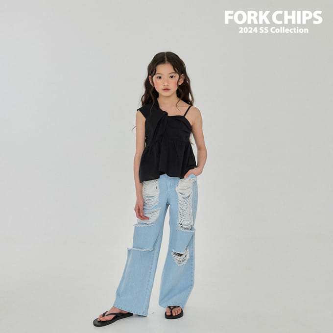 Fork Chips - Korean Children Fashion - #littlefashionista - Crunch Vintage Denim Pants