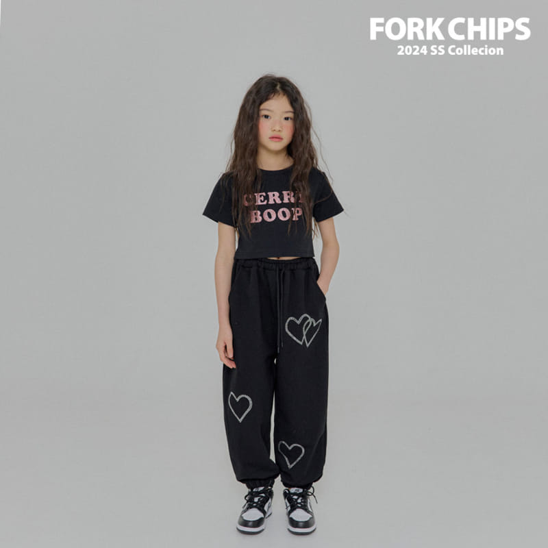 Fork Chips - Korean Children Fashion - #littlefashionista - Glitter Crop Tee - 3