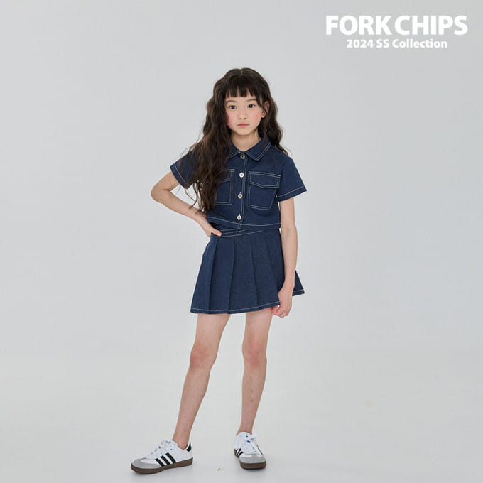 Fork Chips - Korean Children Fashion - #magicofchildhood - Kate Buckle Skirt