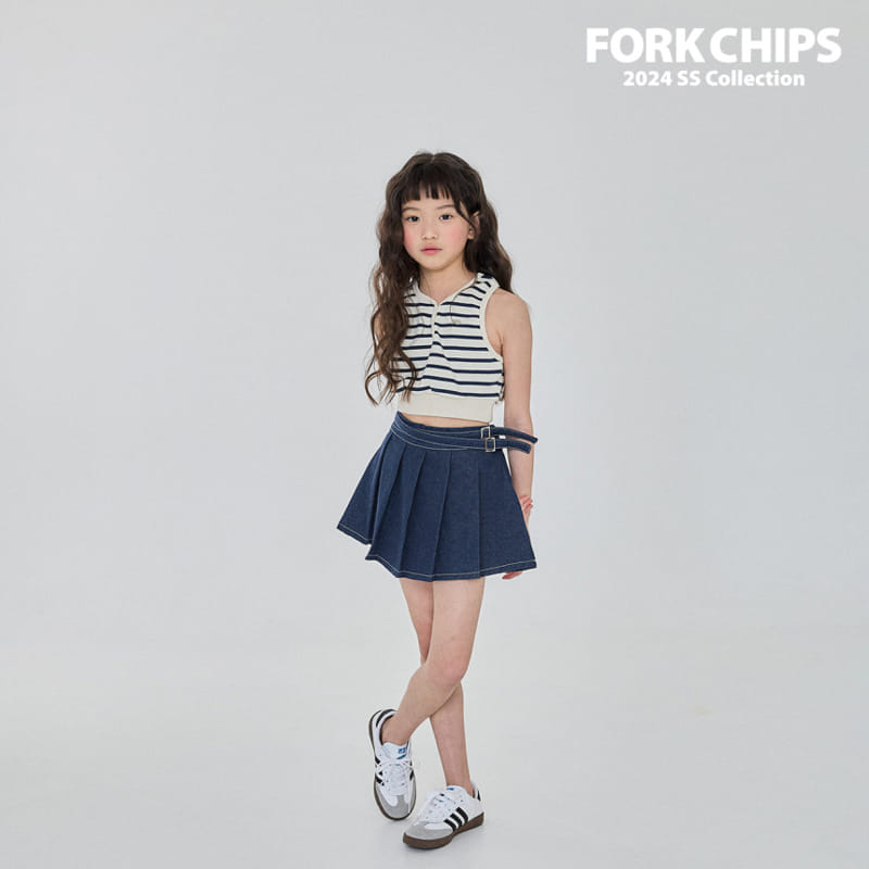 Fork Chips - Korean Children Fashion - #magicofchildhood - Marine Crop Sleeveles Tee - 7