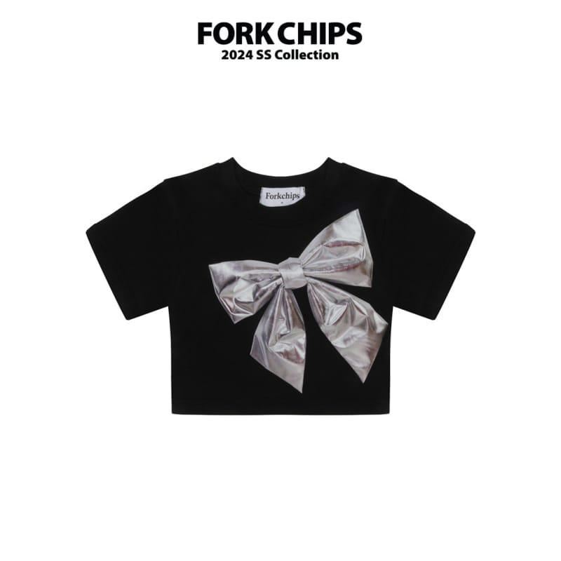 Fork Chips - Korean Children Fashion - #magicofchildhood - Silver Ribbon Tee - 2