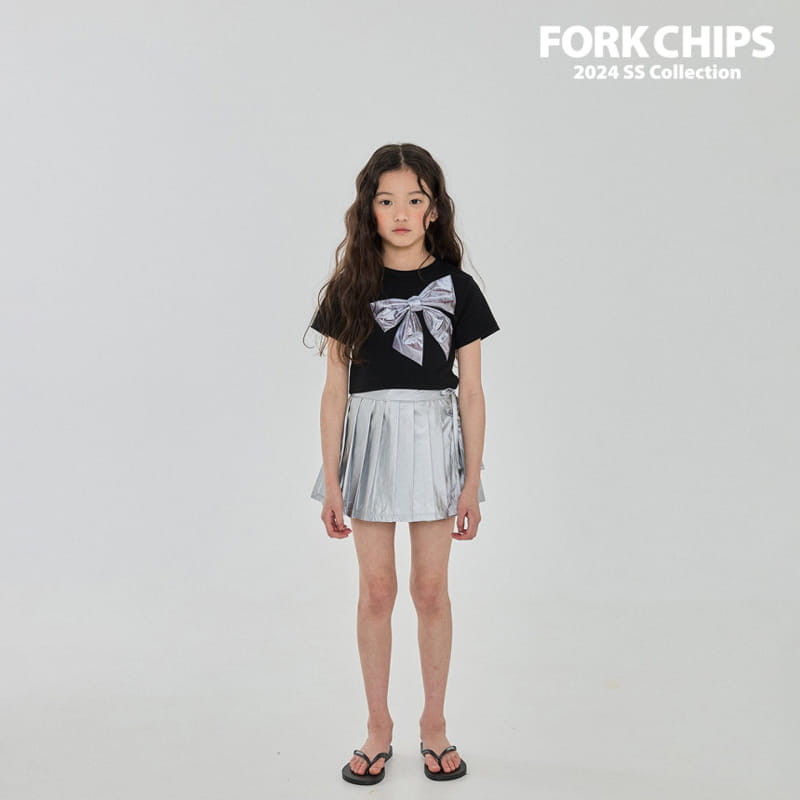 Fork Chips - Korean Children Fashion - #littlefashionista - Shiny Pleats Skirt - 4