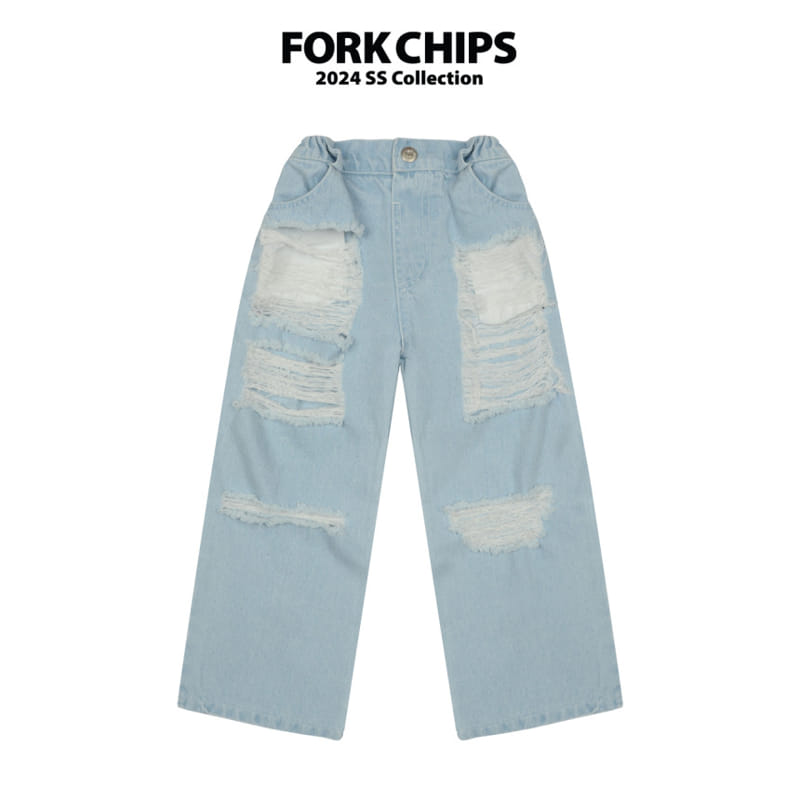 Fork Chips - Korean Children Fashion - #magicofchildhood - Crunch Vintage Denim Pants - 2