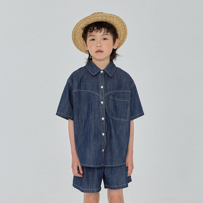 Fork Chips - Korean Children Fashion - #minifashionista - Span Denim Shirt