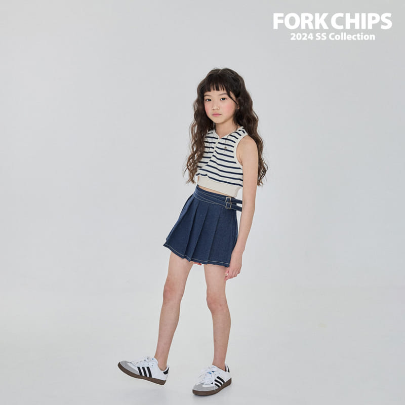 Fork Chips - Korean Children Fashion - #minifashionista - Marine Crop Sleeveles Tee - 8
