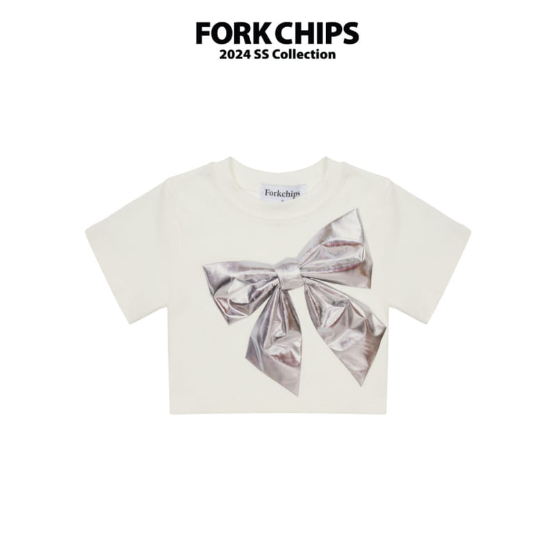 Fork Chips - Korean Children Fashion - #minifashionista - Silver Ribbon Tee - 3