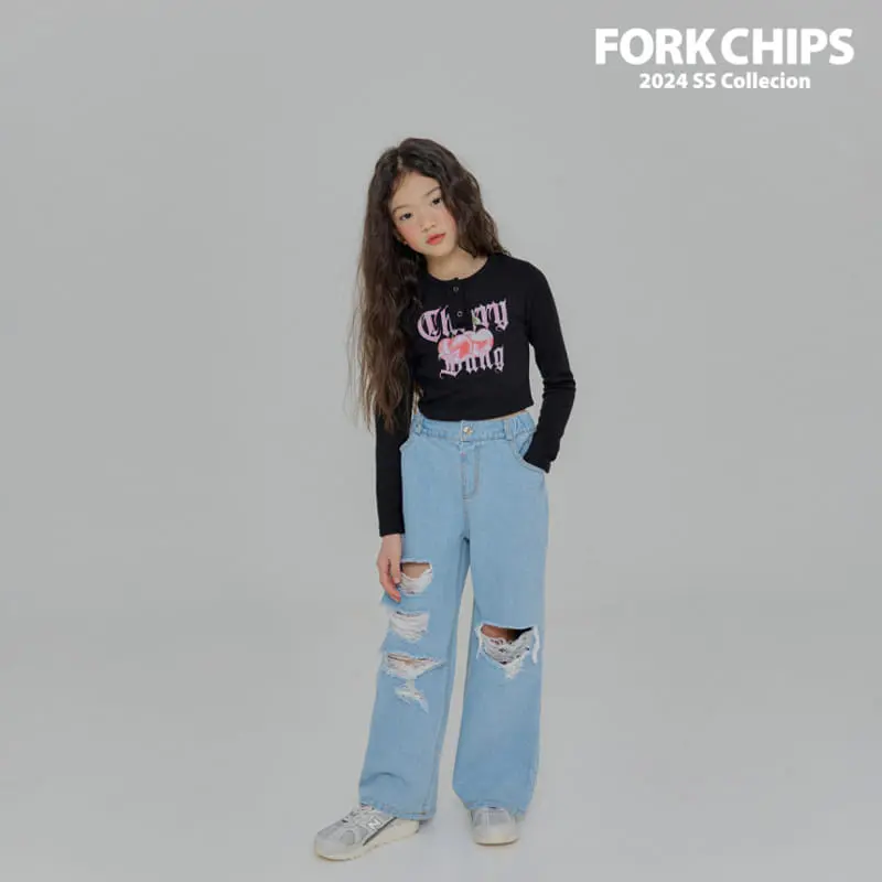 Fork Chips - Korean Children Fashion - #minifashionista - Cherry Bank Crop Tee - 3