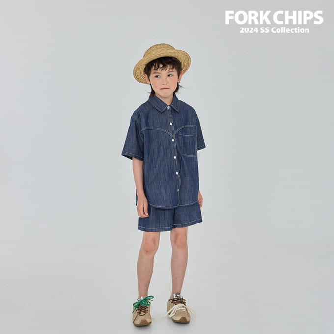 Fork Chips - Korean Children Fashion - #prettylittlegirls - Span Half Pants