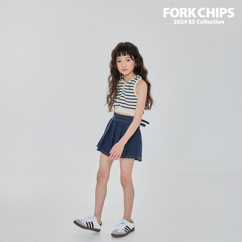 Fork Chips - Korean Children Fashion - #prettylittlegirls - Marine Crop Sleeveles Tee - 9