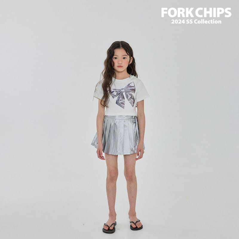 Fork Chips - Korean Children Fashion - #prettylittlegirls - Shiny Pleats Skirt - 6