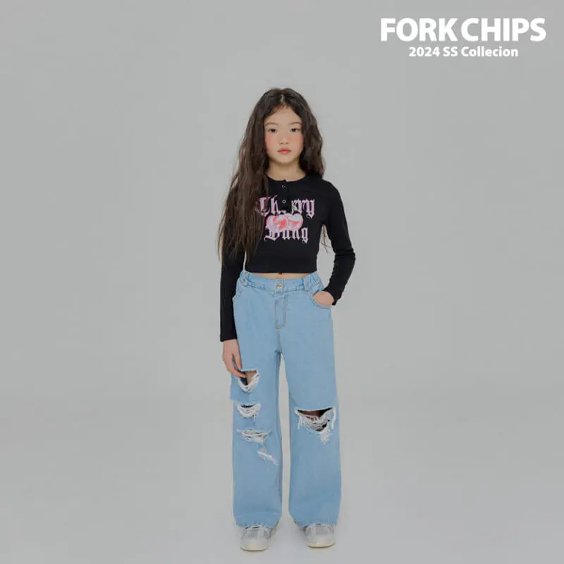 Fork Chips - Korean Children Fashion - #minifashionista - Cherry Bank Crop Tee - 4
