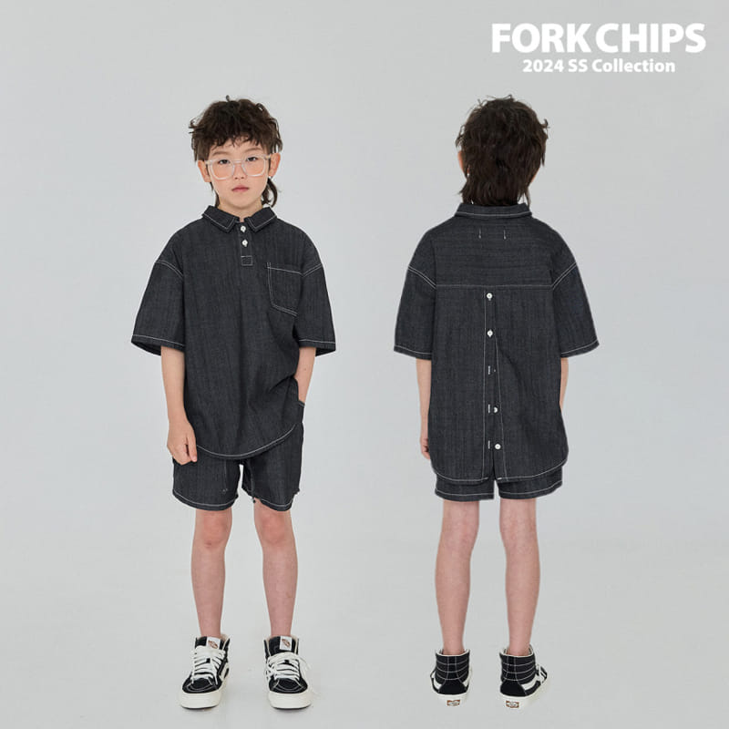 Fork Chips - Korean Children Fashion - #stylishchildhood - Hiro Slit Shirt - 3