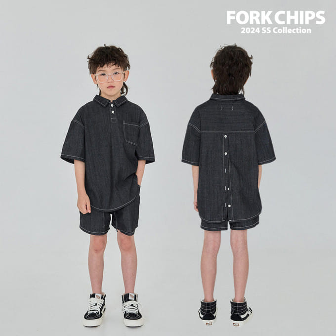 Fork Chips - Korean Children Fashion - #todddlerfashion - Hiro Slit Shirt