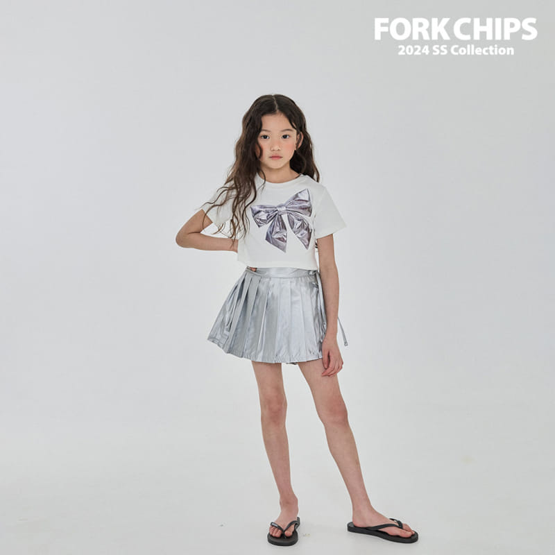 Fork Chips - Korean Children Fashion - #toddlerclothing - Shiny Pleats Skirt - 8