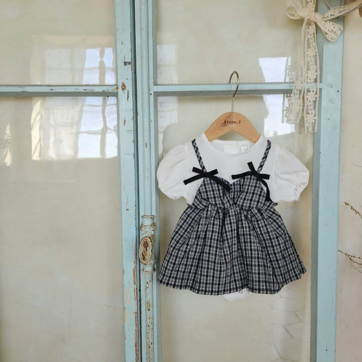 From J - Korean Baby Fashion - #babyboutique - Check Ribbon Body Suit - 6