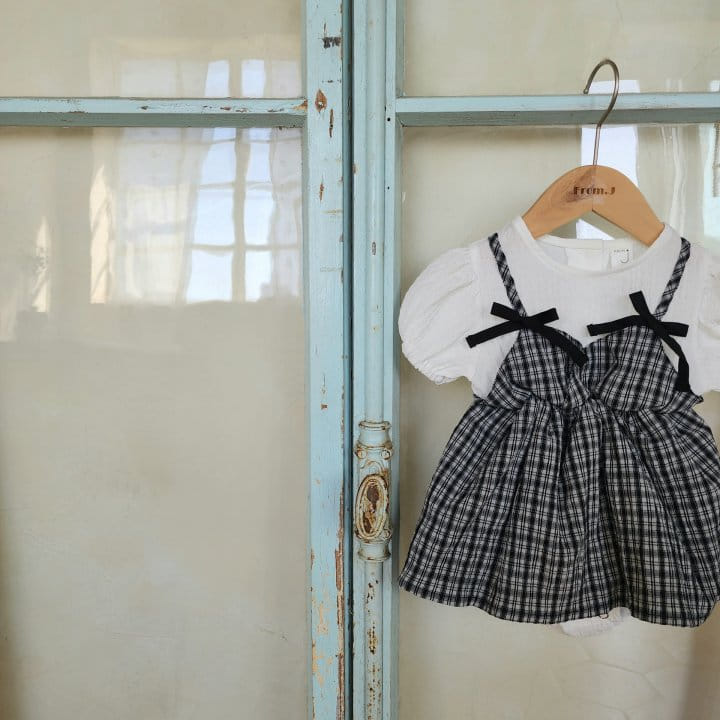 From J - Korean Baby Fashion - #babyboutique - Check Ribbon Body Suit - 7