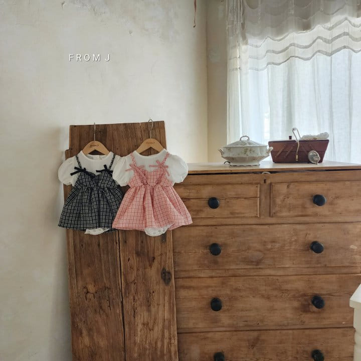 From J - Korean Baby Fashion - #babyfever - Check Ribbon Body Suit - 11