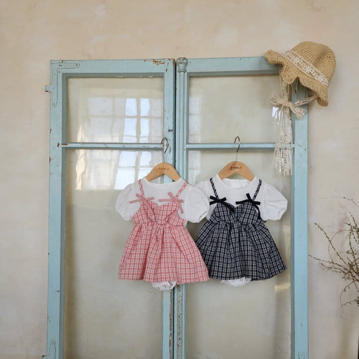 From J - Korean Baby Fashion - #babyoutfit - Check Ribbon Body Suit - 2