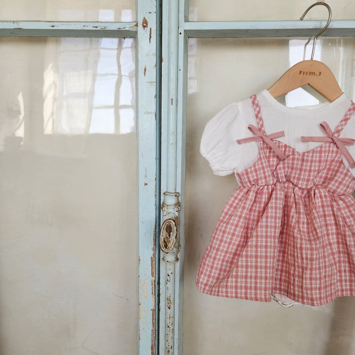 From J - Korean Baby Fashion - #babywear - Check Ribbon Body Suit - 4