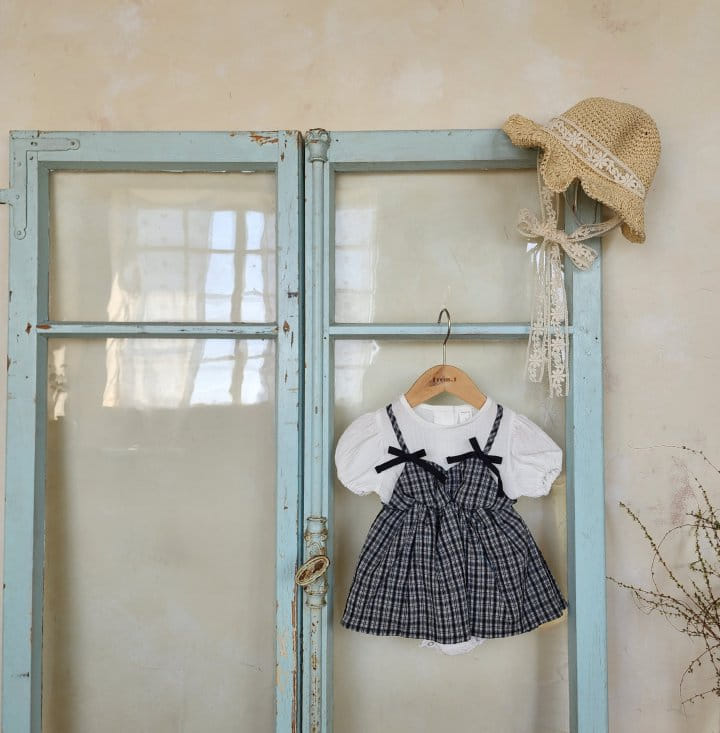 From J - Korean Baby Fashion - #onlinebabyshop - Check Ribbon Body Suit - 5