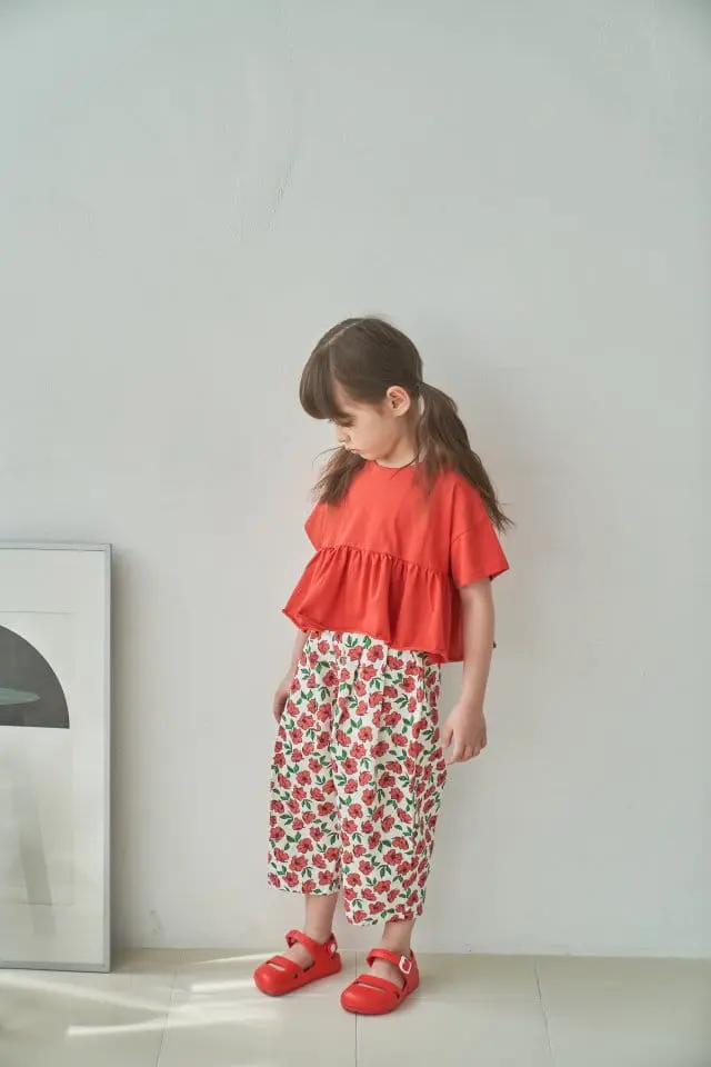Green Tomato - Korean Children Fashion - #childofig - Flower Wrinkle Pants - 6