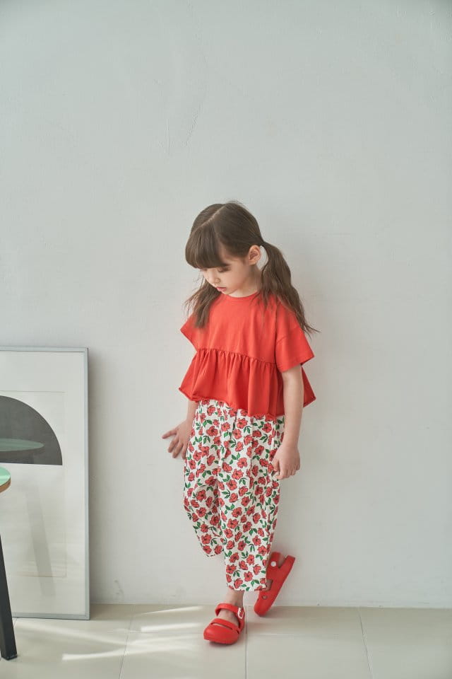 Green Tomato - Korean Children Fashion - #stylishchildhood - Flower Wrinkle Pants - 5