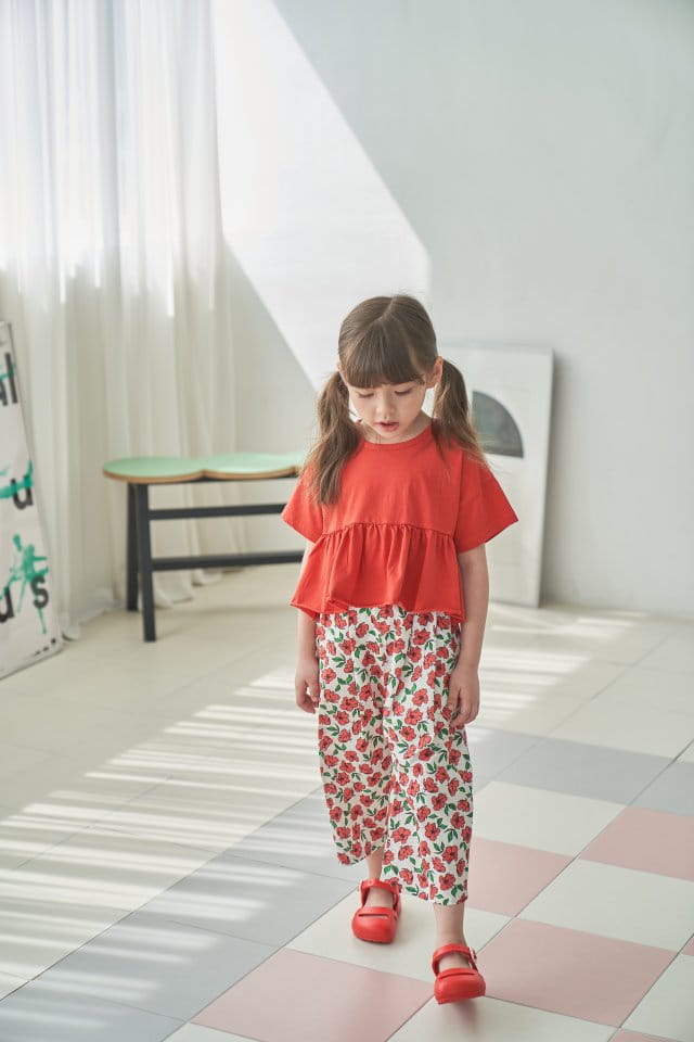 Green Tomato - Korean Children Fashion - #todddlerfashion - Flower Wrinkle Pants - 3