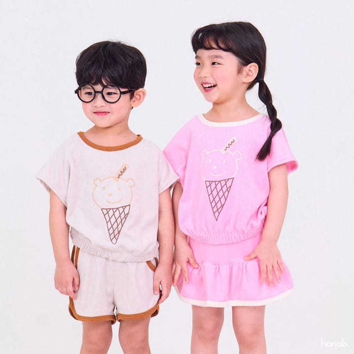Hanab - Korean Children Fashion - #Kfashion4kids - Bear Cone Top Bottom Set - 2